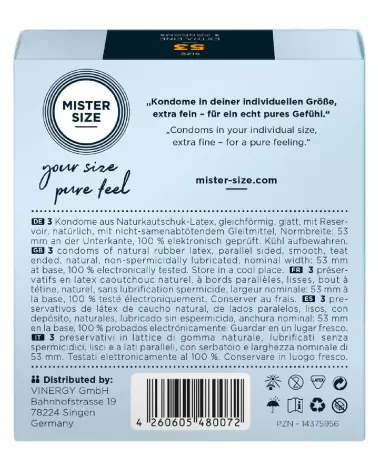 Pack de 3 préservatifs Mister Size 53mm, confort et sécurité optimisés-3