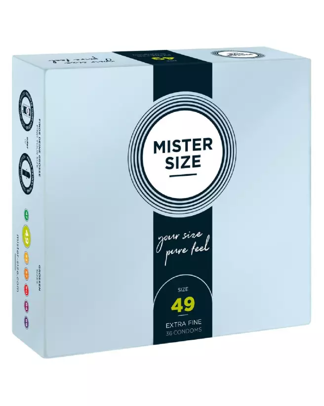 Image du pack de 36 préservatifs Mister Size 49mm pour confort et sécurité optimale-1