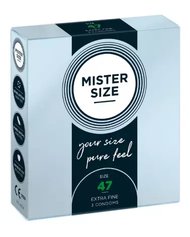 Pack de 3 préservatifs Mister Size 47mm pour confort et sécurité optimale-1