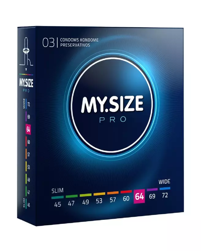 Image préservatif MY.SIZE PRO 64mm pack de 3 pour confort optimal et sécurité maximale-1