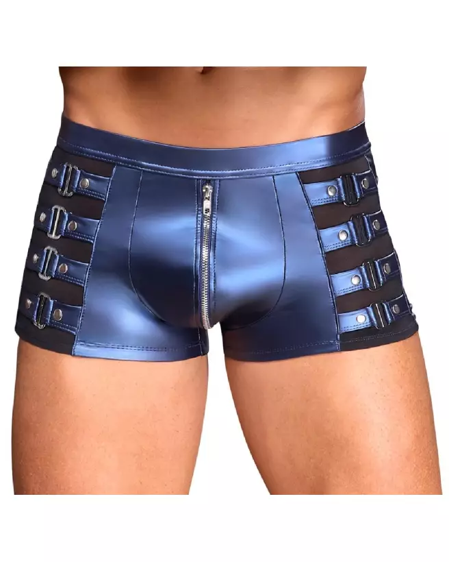 Boxer NEK M. Pants 2XL en look métallique bleu avec détails cloutés et inserts en powernet noir-2