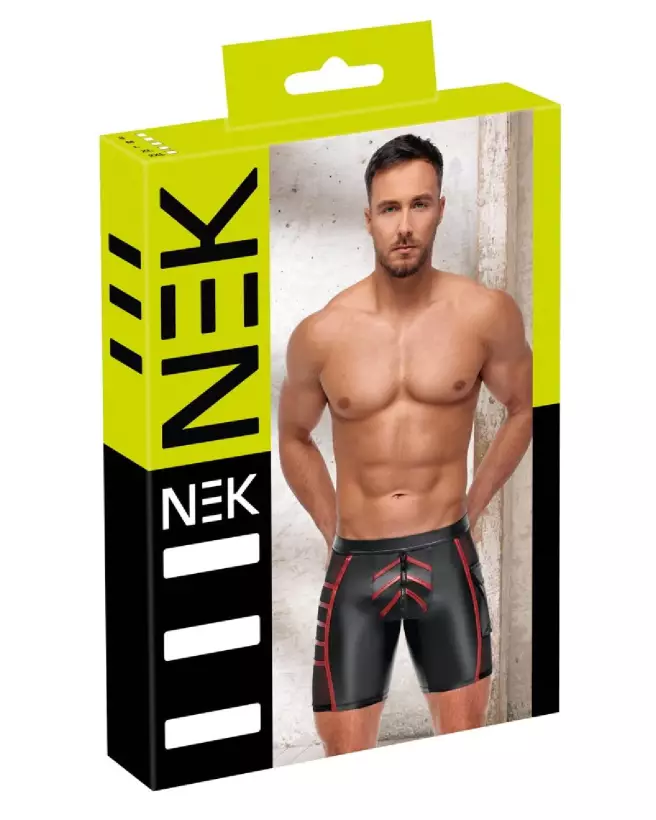 Image des shorts pour hommes NEK noir et rouge, taille S, style confortable et sportif-1