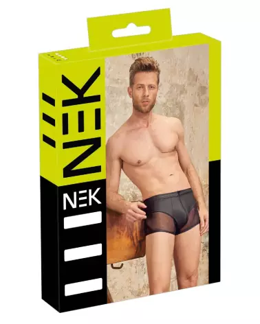 Boxers NEK taille M en noir avec inserts en résille et zip frontal-1
