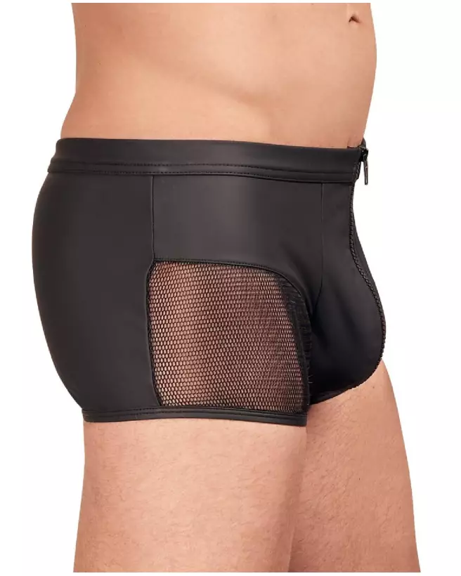 Boxers NEK taille M en noir avec inserts en résille et zip frontal-3