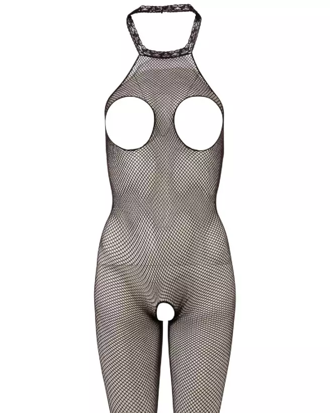 Catsuit noir en résille NO:XQSE taille S-L, séduisant et confortable-5