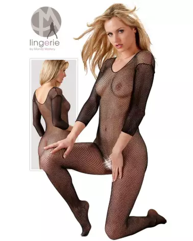 Net Catsuit noir en résille taille S-L par NO:XQSE, lingerie sensuelle et élégante-6