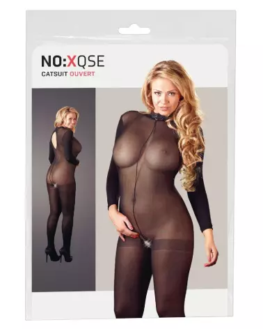 Catsuit ouvert NO:XQSE taille XL-XXL en noir, lingerie sexy et confortable-1
