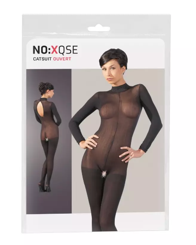 Catsuit NO:XQSE avec col en dentelle taille M/L, bodystocking élégant et séduisant-1