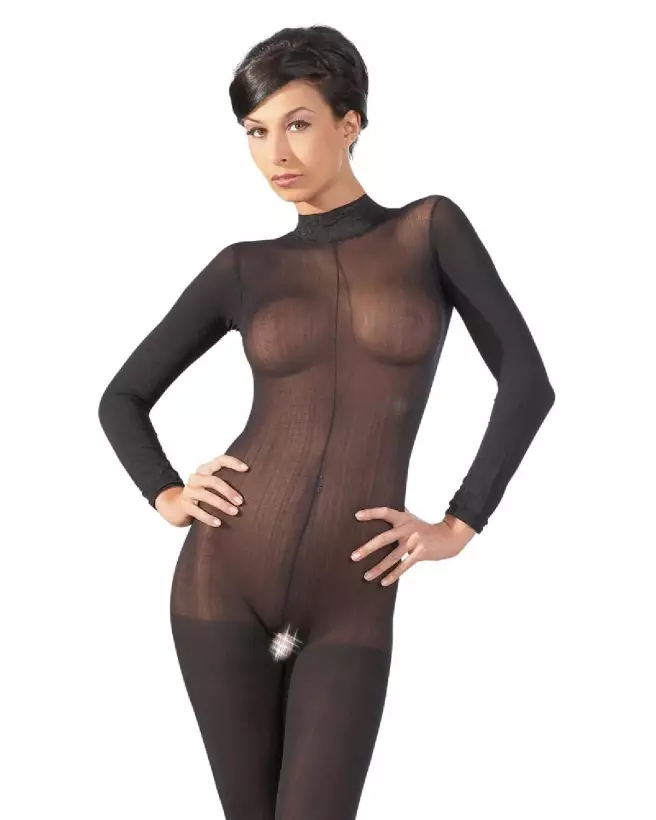 Catsuit NO:XQSE avec col en dentelle taille M/L, bodystocking élégant et séduisant-2