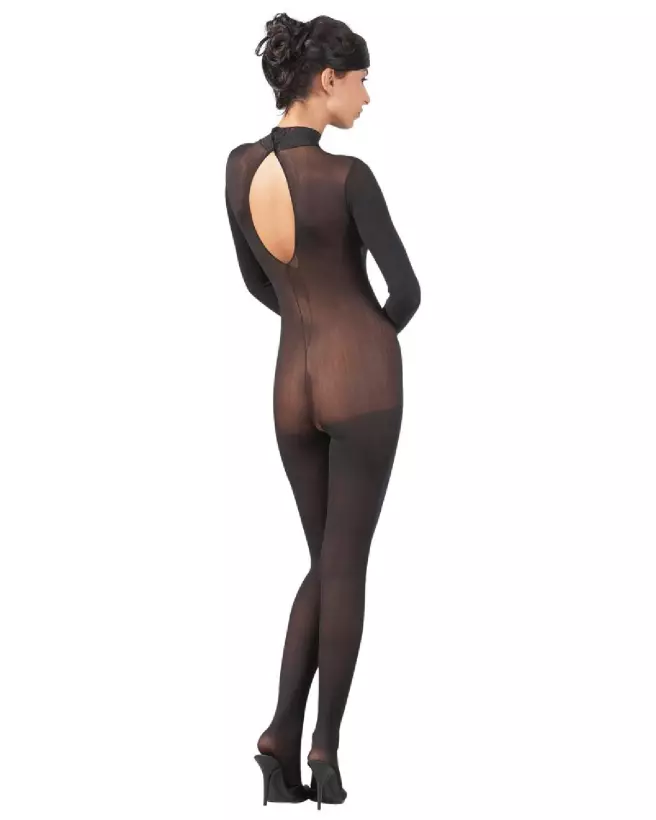 Catsuit NO:XQSE avec col en dentelle taille M/L, bodystocking élégant et séduisant-4