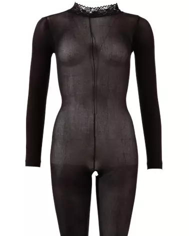 Catsuit NO:XQSE avec col en dentelle taille M/L, bodystocking élégant et séduisant-5