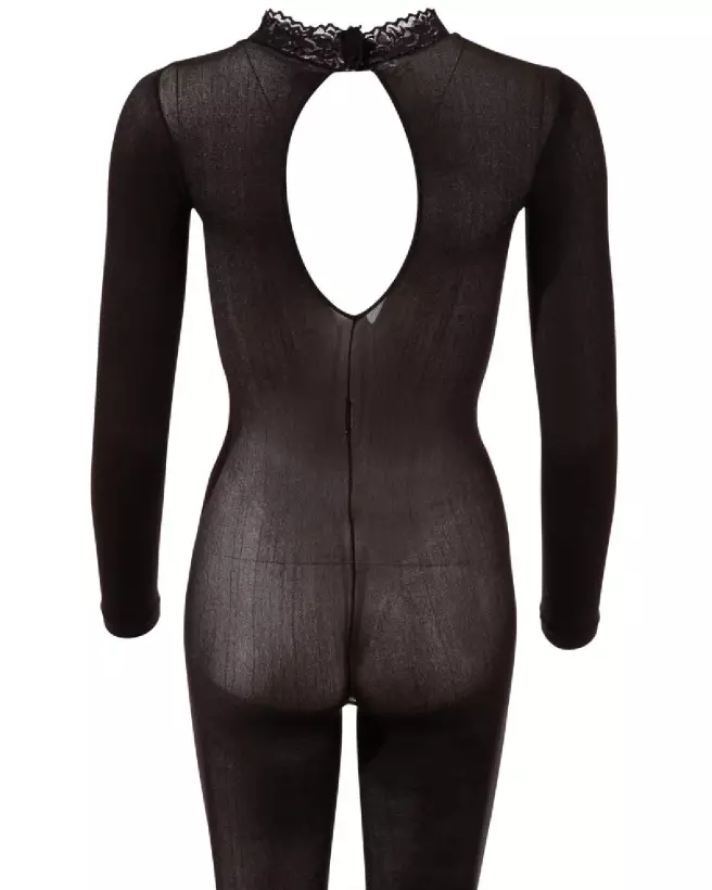 Catsuit NO:XQSE avec col en dentelle taille M/L, bodystocking élégant et séduisant-7