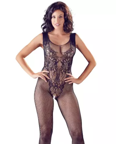 Crotchless Catsuit NO:XQSE en noir, lingerie sexy et érotique pour femme-3