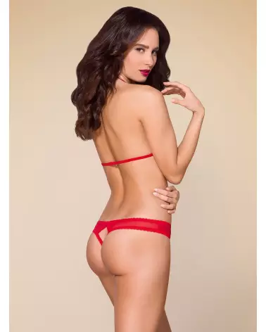Ensemble Obsessive 870-SEC-3 rouge, lingerie séduisante avec soutien-gorge ouvert-4