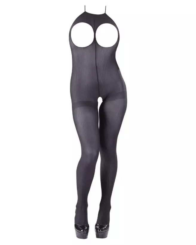 Catsuit Open Cup NO:XQSE en noir, bodystocking séduisant et ouvert-7