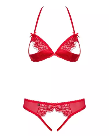 Ensemble Obsessive 870-SEC-3 rouge, lingerie séduisante avec soutien-gorge ouvert-5