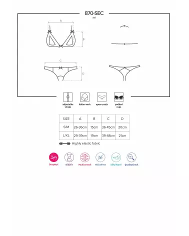 Ensemble Obsessive 870-SEC-3 rouge, lingerie séduisante avec soutien-gorge ouvert-7