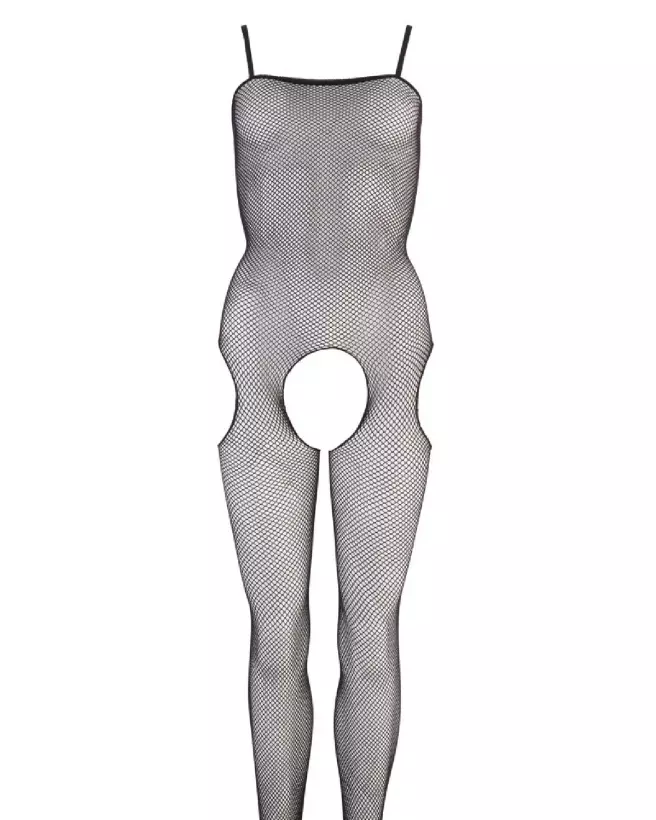 Net Catsuit L/XL NO:XQSE en résille noire, bodystocking élégant pour femme-4