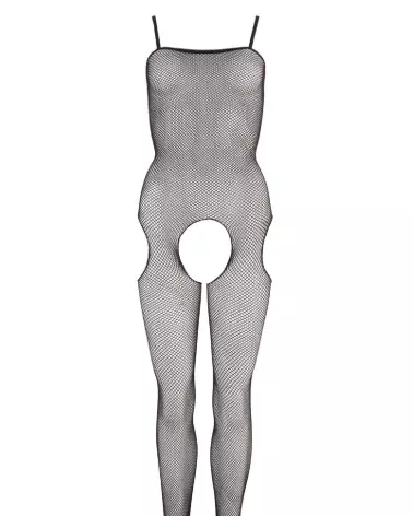 Net Catsuit L/XL NO:XQSE en résille noire, bodystocking élégant pour femme-4