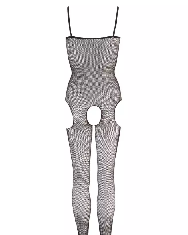 Net Catsuit L/XL NO:XQSE en résille noire, bodystocking élégant pour femme-5