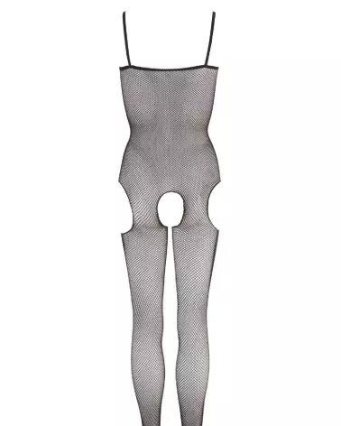 Net Catsuit L/XL NO:XQSE en résille noire, bodystocking élégant pour femme-5