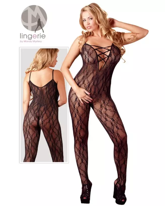 Catsuit noir XXL-XXXL NO:XQSE en maille fine pour un look élégant et confortable-7
