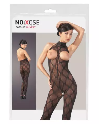 Catsuit Open Bust NO:XQSE en maille sexy taille S-L-1