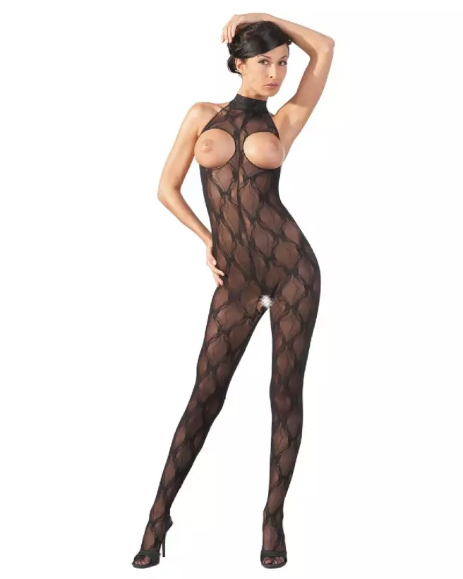 Catsuit Open Bust NO:XQSE en maille sexy taille S-L-2