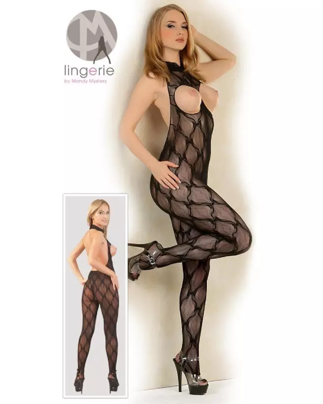 Catsuit Open Bust NO:XQSE en maille sexy taille S-L-7