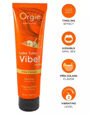 Image du Lube Tube Vibe! Piña Colada100 par Orgie, lubrifiant comestible à base d'eau-2