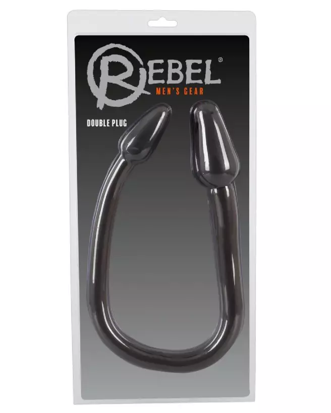 Image du Nature Skin Double Plug Black de Rebel - Double Dong pour plaisir double-1
