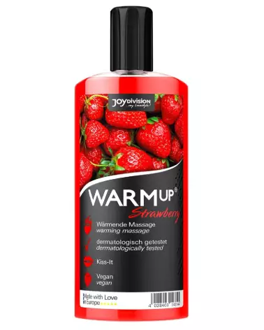 Image de l'huile de massage WARMup fraise 150ml par Joydivision pour relaxation et détente sensuelle-1