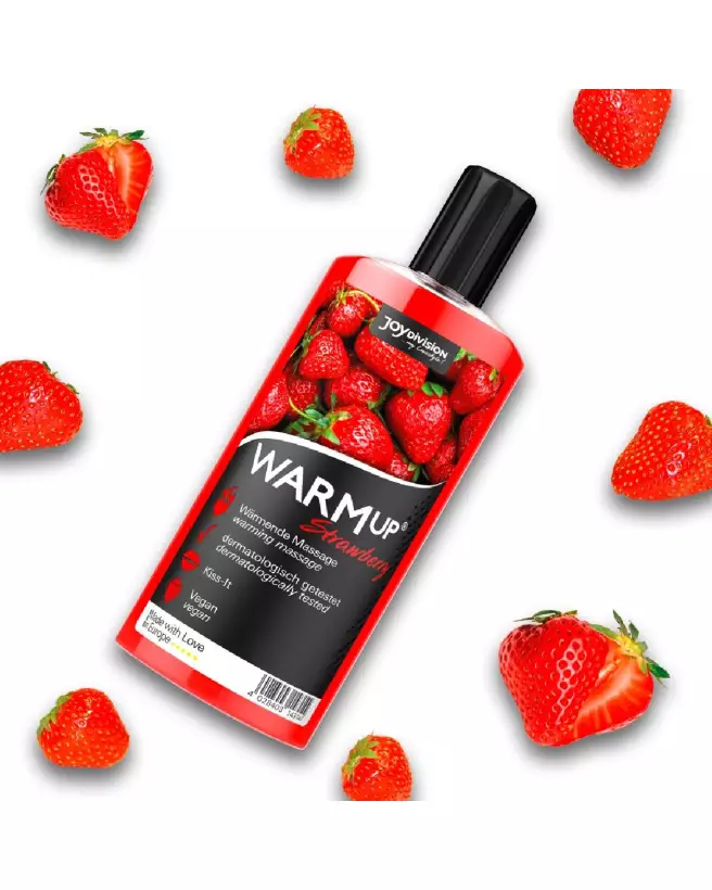 Image de l'huile de massage WARMup fraise 150ml par Joydivision pour relaxation et détente sensuelle-2