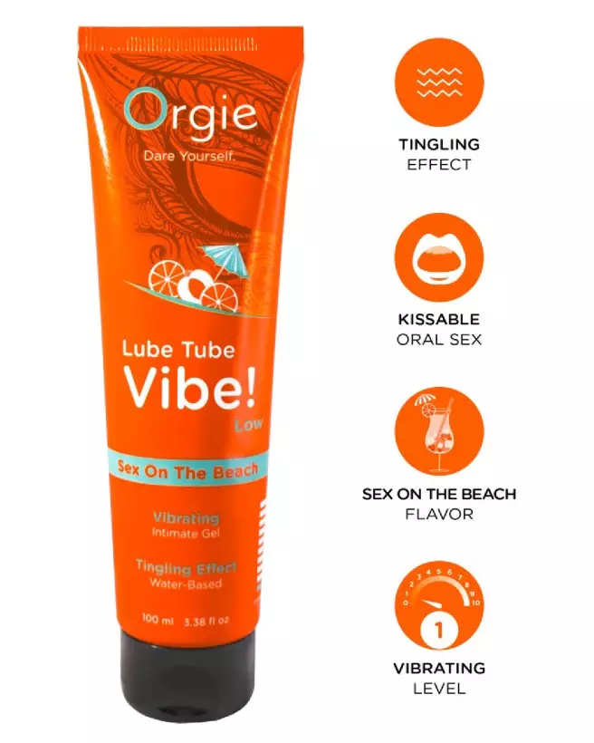 Image de Lube Tube Vibe Sex Beach 100, lubrifiant parfumé comestible, marque Orgie-2