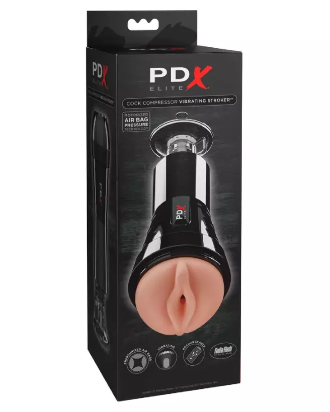 Image du PDX Elite Cock Compressor Vibr, masturbateur innovant et vibrant pour stimulation maximale-1