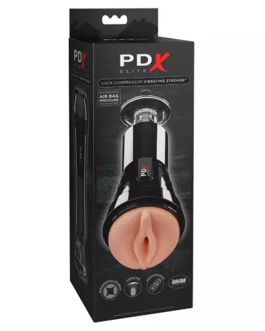 Image du PDX Elite Cock Compressor Vibr, masturbateur innovant et vibrant pour stimulation maximale-1