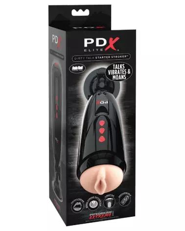 Image du masturbateur PDX Elite Dirty Talk Starter Stroker, sextoy interactif pour homme-1