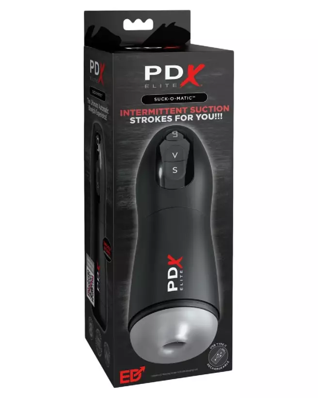 Image du masturbateur PDX Elite Suck-O-Matic Frosted Black, technologie de succion avancée pour plaisir intense-1