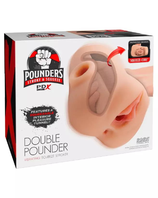 Image du masturbateur PDXP Double Pounder Vibrating de PDX Plus, sensation réaliste et vibrations puissantes-1
