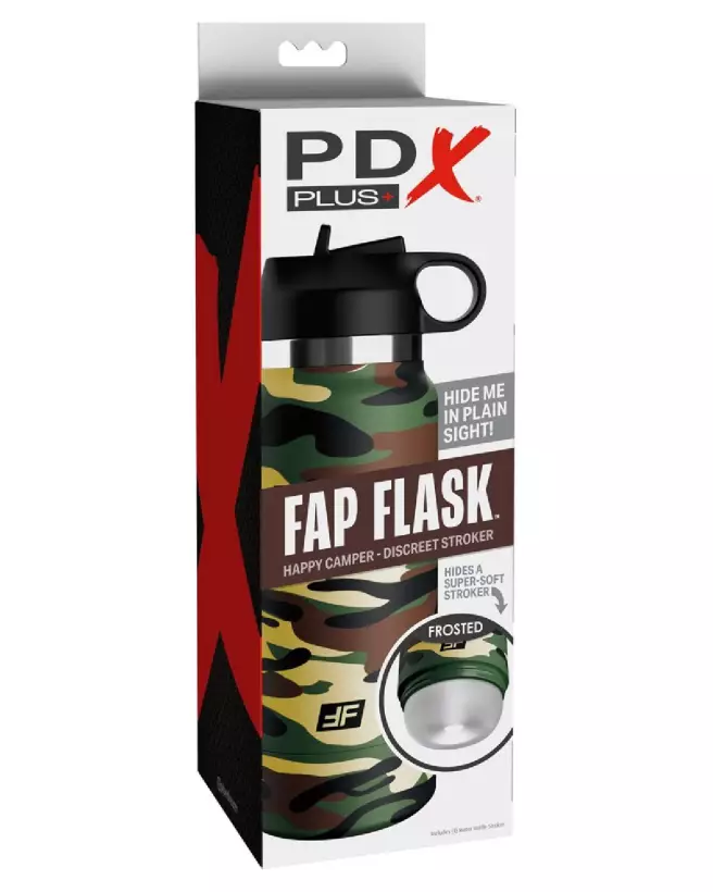 Masturbateur PDX Plus FapFlask Happy Camper Fros en action-1