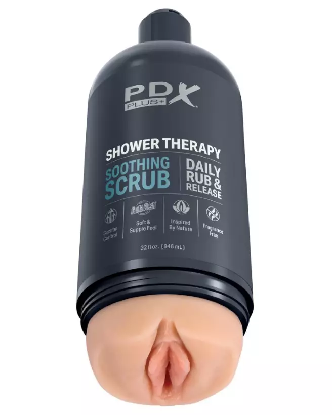 Image du Masturbateur PDX Plus Shower Soothing Light en utilisation sous la douche, design ergonomique et waterproof-2