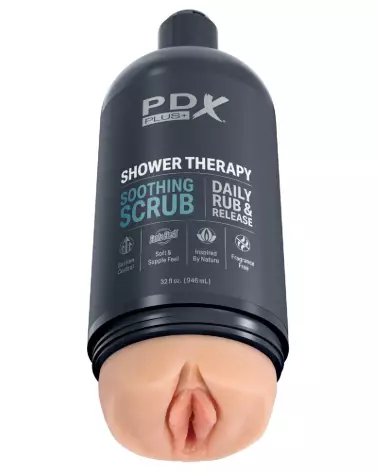 Image du Masturbateur PDX Plus Shower Soothing Light en utilisation sous la douche, design ergonomique et waterproof-2