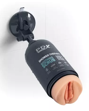 Image du Masturbateur PDX Plus Shower Soothing Light en utilisation sous la douche, design ergonomique et waterproof-4