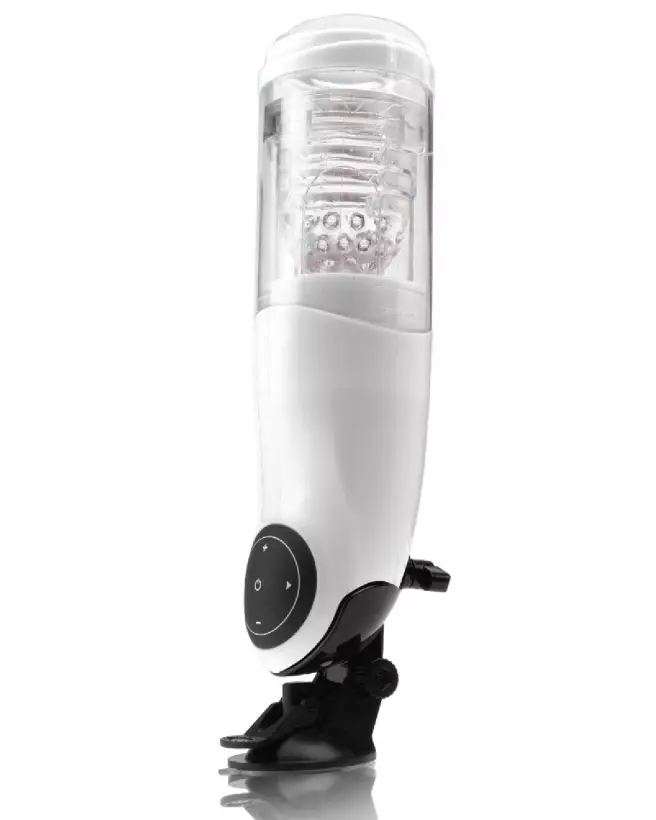 Mega-Bator Pussy White/Clear de Pipedream Extreme Toyz, masturbateur avancé pour plaisir maximal-3