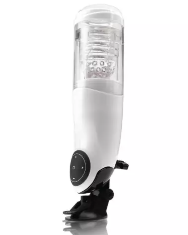 Mega-Bator Pussy White/Clear de Pipedream Extreme Toyz, masturbateur avancé pour plaisir maximal-3