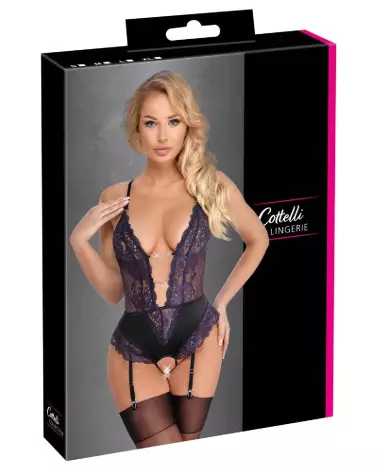 Body Black/Purple Cottelli LINGERIE élégant et confortable pour femme-1