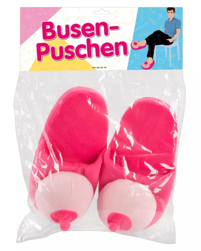 Chaussons en forme de seins Slipper Boobs Pink, cadeau humoristique et original-1