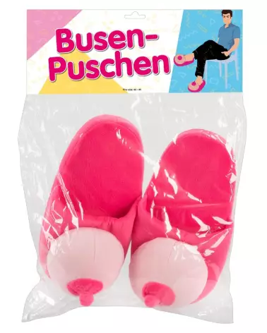 Chaussons en forme de seins Slipper Boobs Pink, cadeau humoristique et original-1