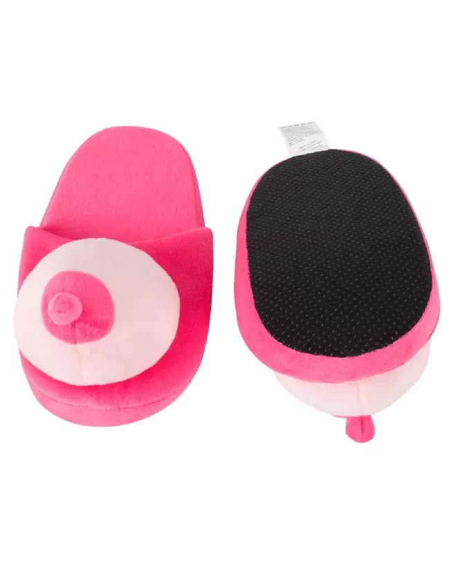 Chaussons en forme de seins Slipper Boobs Pink, cadeau humoristique et original-4