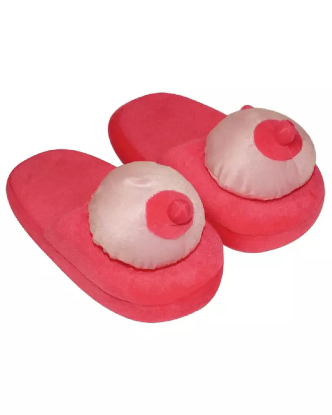 Chaussons en forme de seins Slipper Boobs Pink, cadeau humoristique et original-6